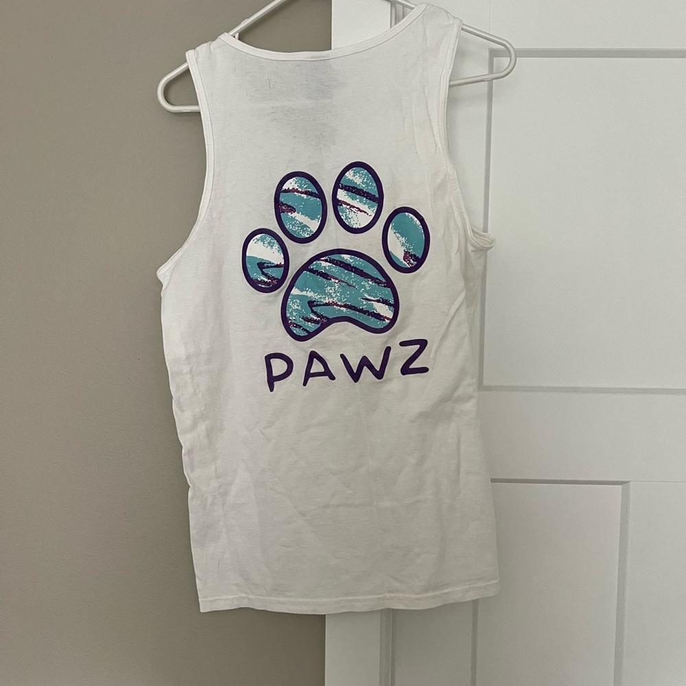 PAWZ Gildan White Fitted Sleeveless Tank Top - Picture 3 of 4